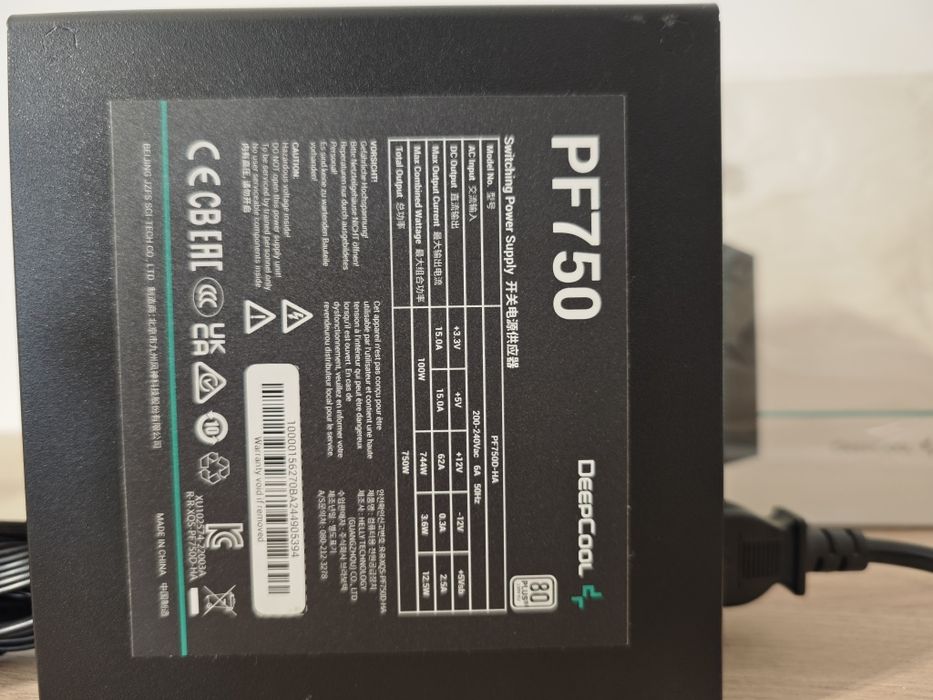 Захранване за компютър DeepCool PF75 60 месеца гаранция! 0 – 750W 80+