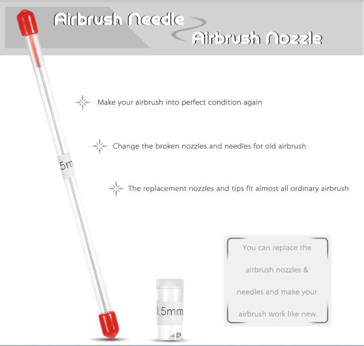 SET de 3 duze si ace AEROGRAF, 0.2mm 0.3mm 0.5mm