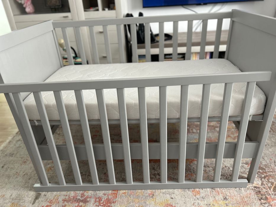 pătuț Ikea Sundvik gri+ saltea Jysk