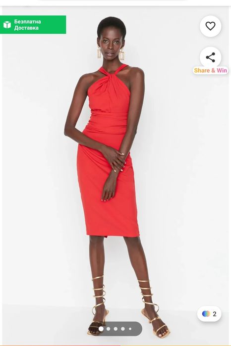 Червена рокля Trendyol