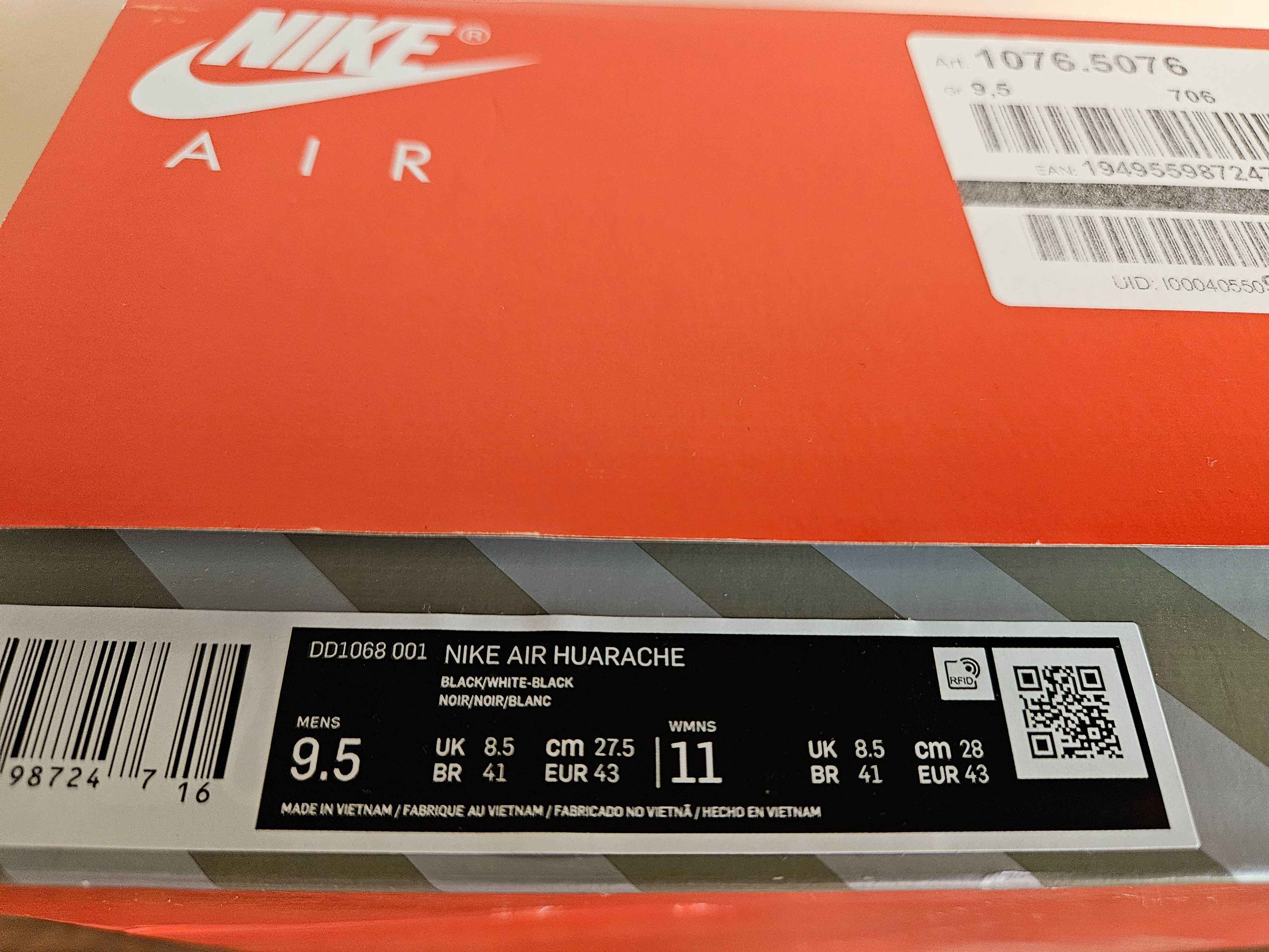 Маратонки Nike Air Huarache - Номер 43 - Цвят Black/White-Black