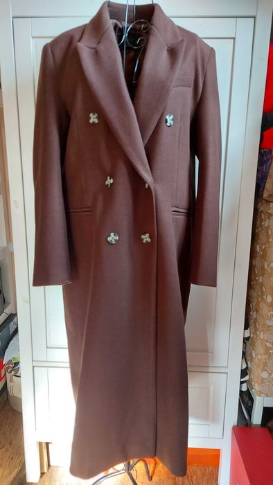 Palton maro din lână de cașmir Massimo Dutti (L) nou