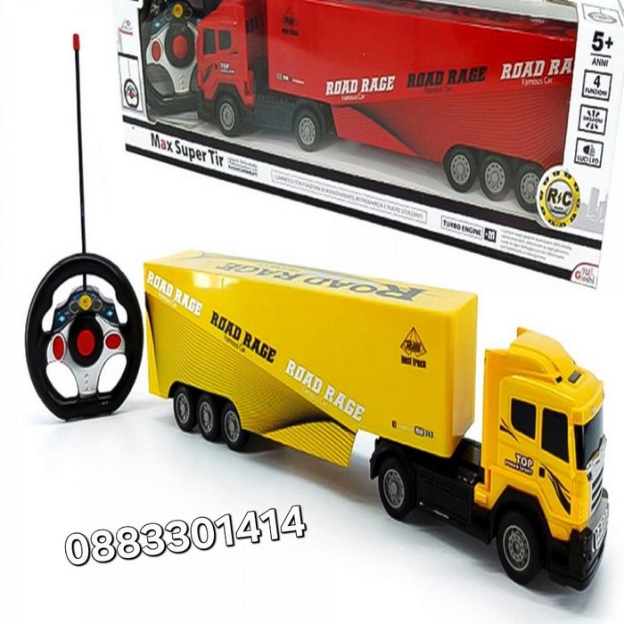 Тир Камион с дистанционно управление Жълт, Червен