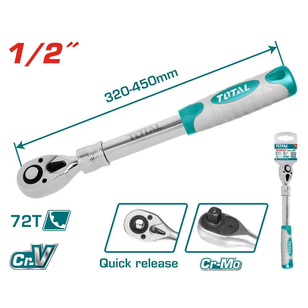 Тресчотка реверсивна TOTAL,T72, 1/2", 320 - 450 мм - TL IND THT106128L