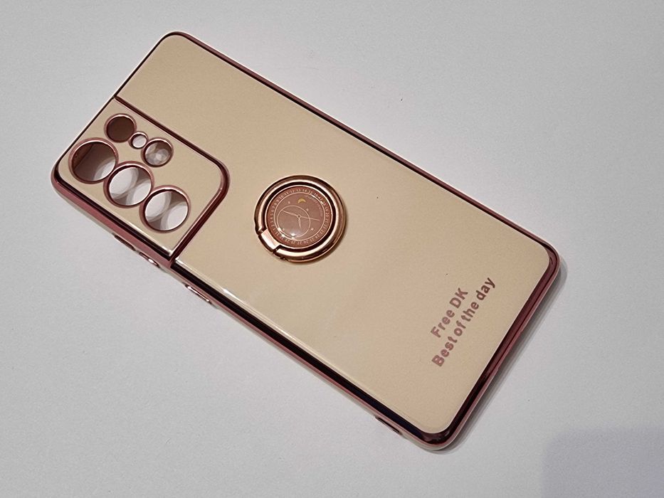 Husa protectie cu inel Samsung S21 Ultra 5G, roz pudra