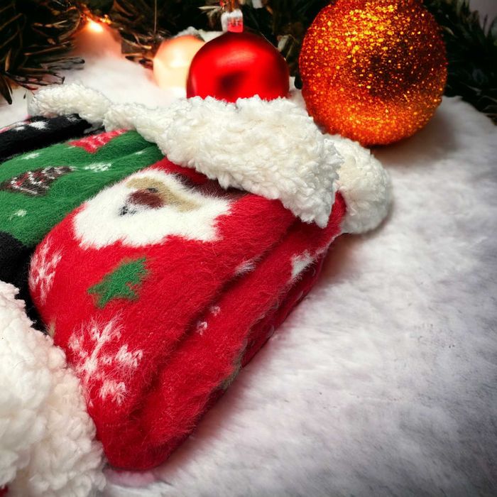 Sosete cu motive de Craciun dama, lungi imblanite, Antiderapante