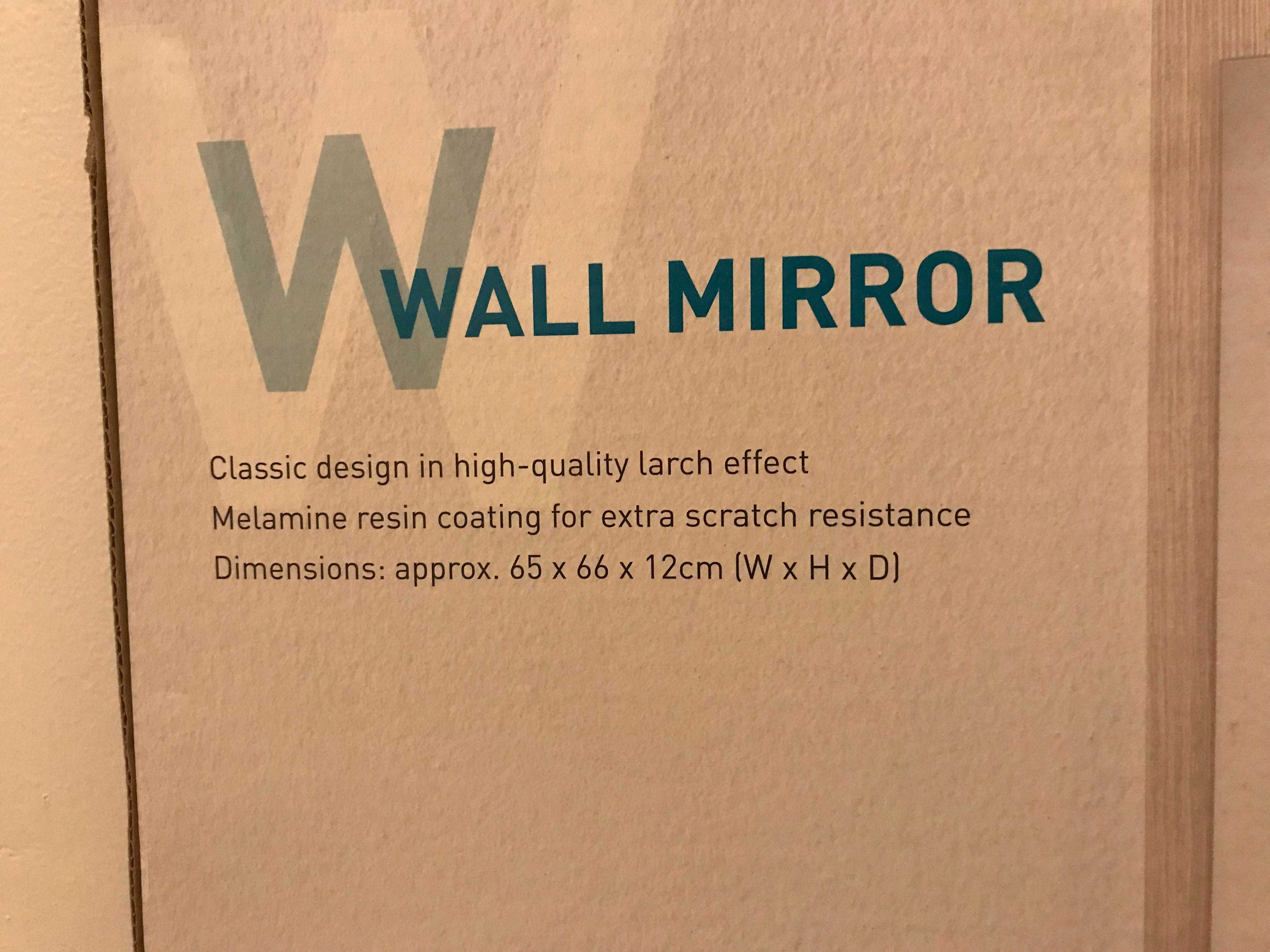 Oglinda de perete cu polita ,furnir sonoma(bej deschis),noua, 150 ron