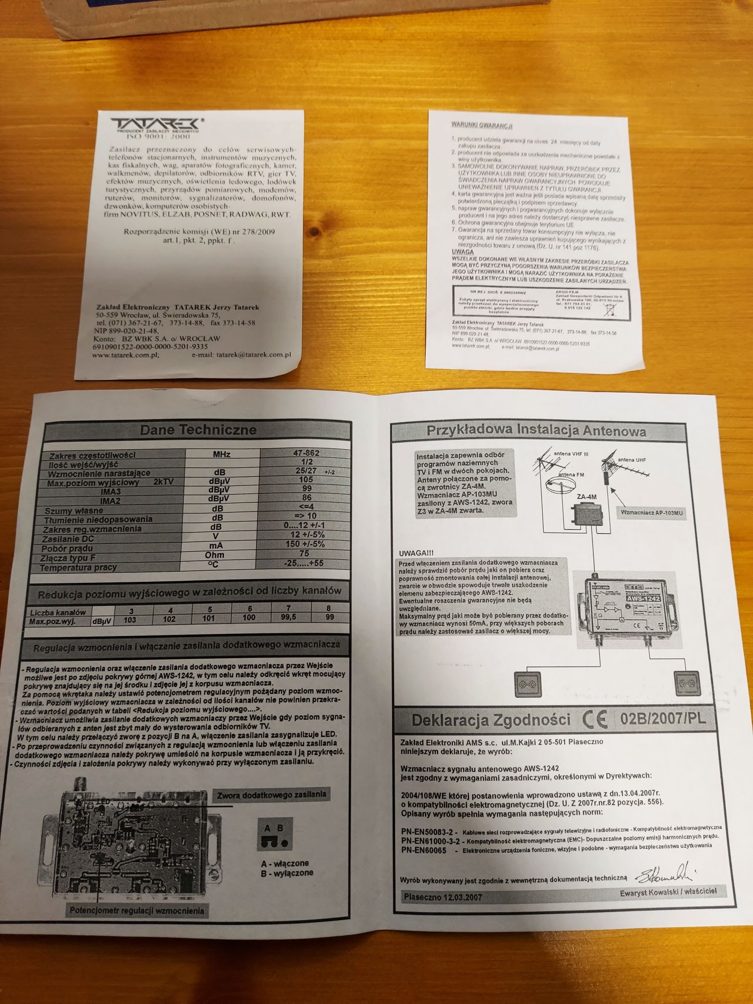 Amplificator CATV de interior: AWS-1242 (47-862MHz, 2 iesiri, 25/27dB)