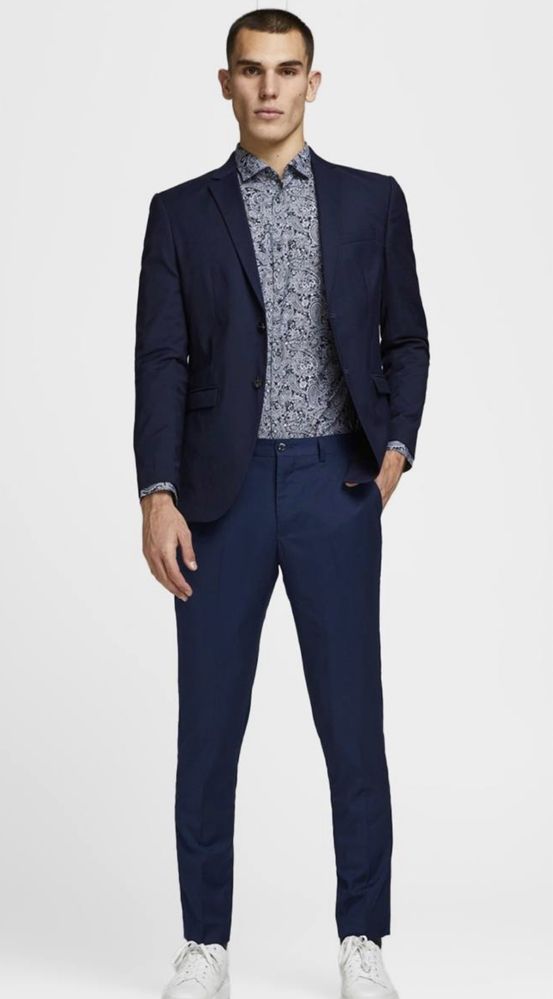 Jack & Jones pantaloni cu dunga Franco bleumarin