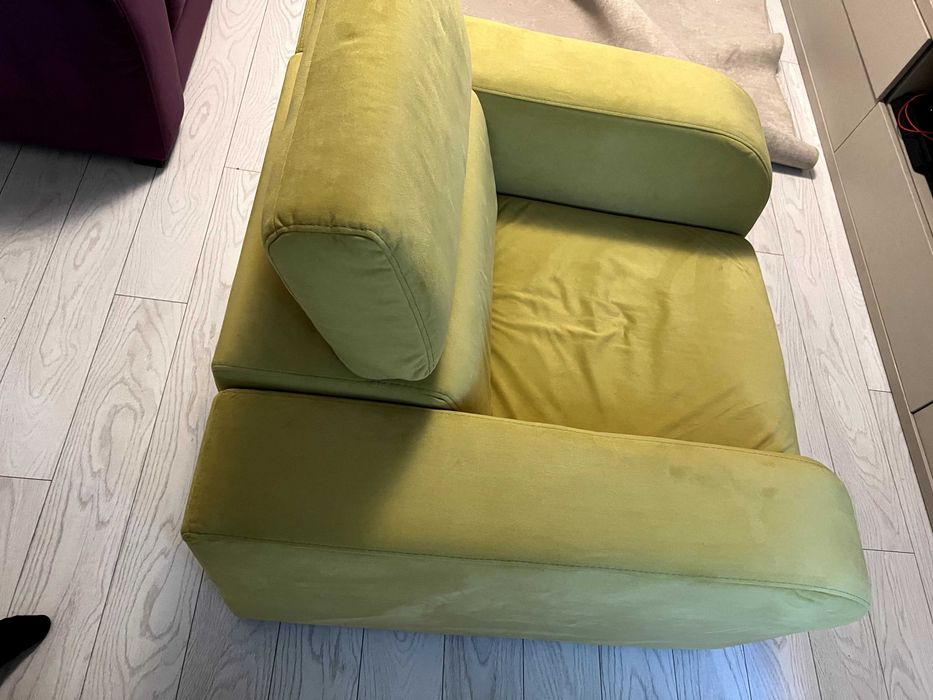 2 bucăți Fotolii Kera, galbene spre lime, cu tetiere rabatabile