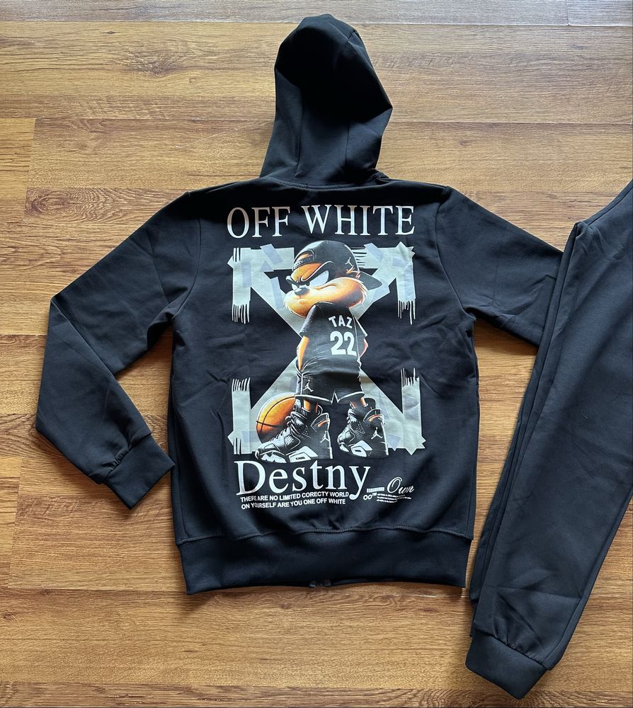 Мъжки,памучен,черен екип OFF White с голяма щампа на гърба