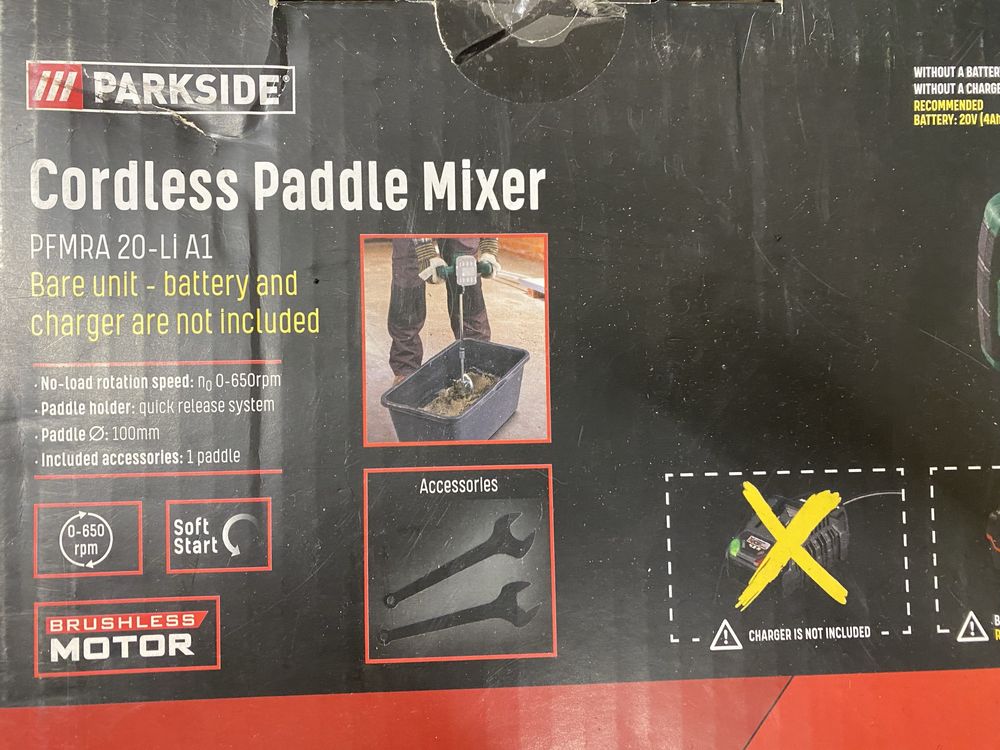 Mixer pentru vopsea si mortar pe acumulator 20v Parkside