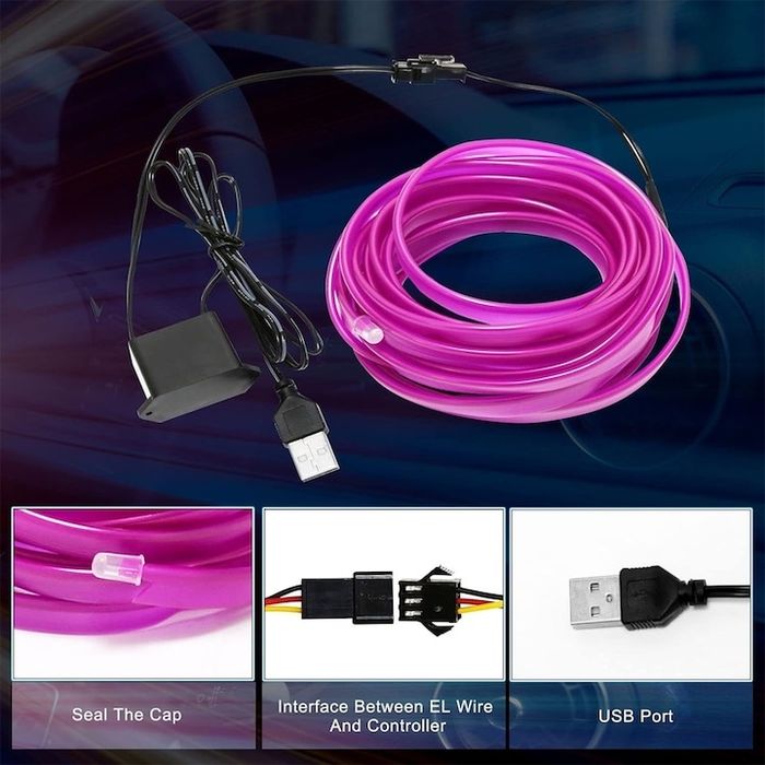 Kit  Neon Lumina Ambientala Auto, USB, Multifunctional