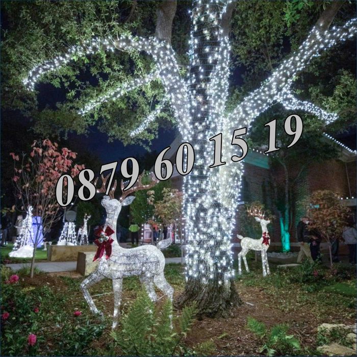 Коледни лампички 50 метра на макара, бяла светлина, водоустойчиви