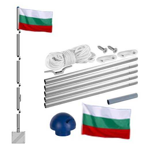 Бюджетен сглобяем алуминиев пилон със знаме на България 90/150 см.