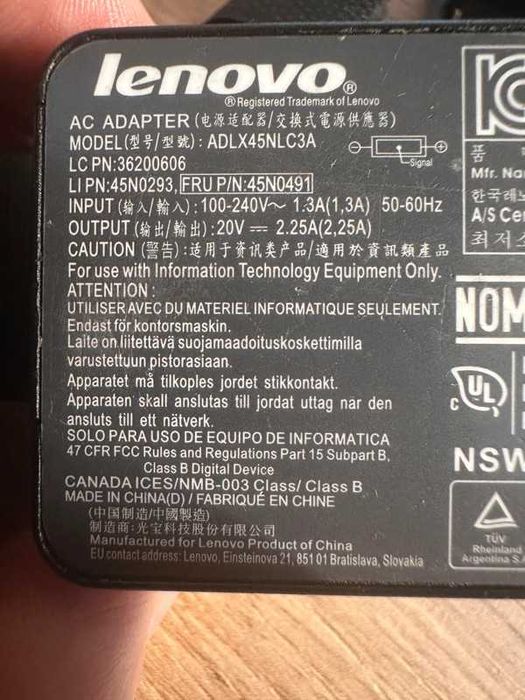 Incarcator Laptop, Lenovo ADLX45NLC3A, 45W, 20V, 2.25A, mufa 4.0x1.7mm