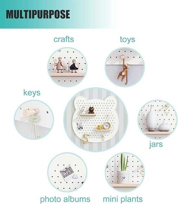 Рафт за стена детска стая Стенен рафт Органайзер Мече