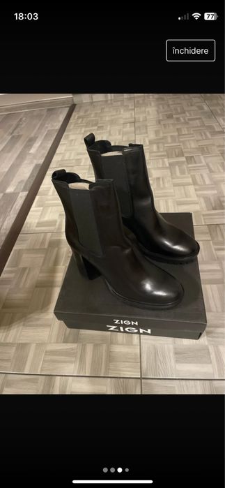 Vand cizme din piele naturala cu toc noi la cutie