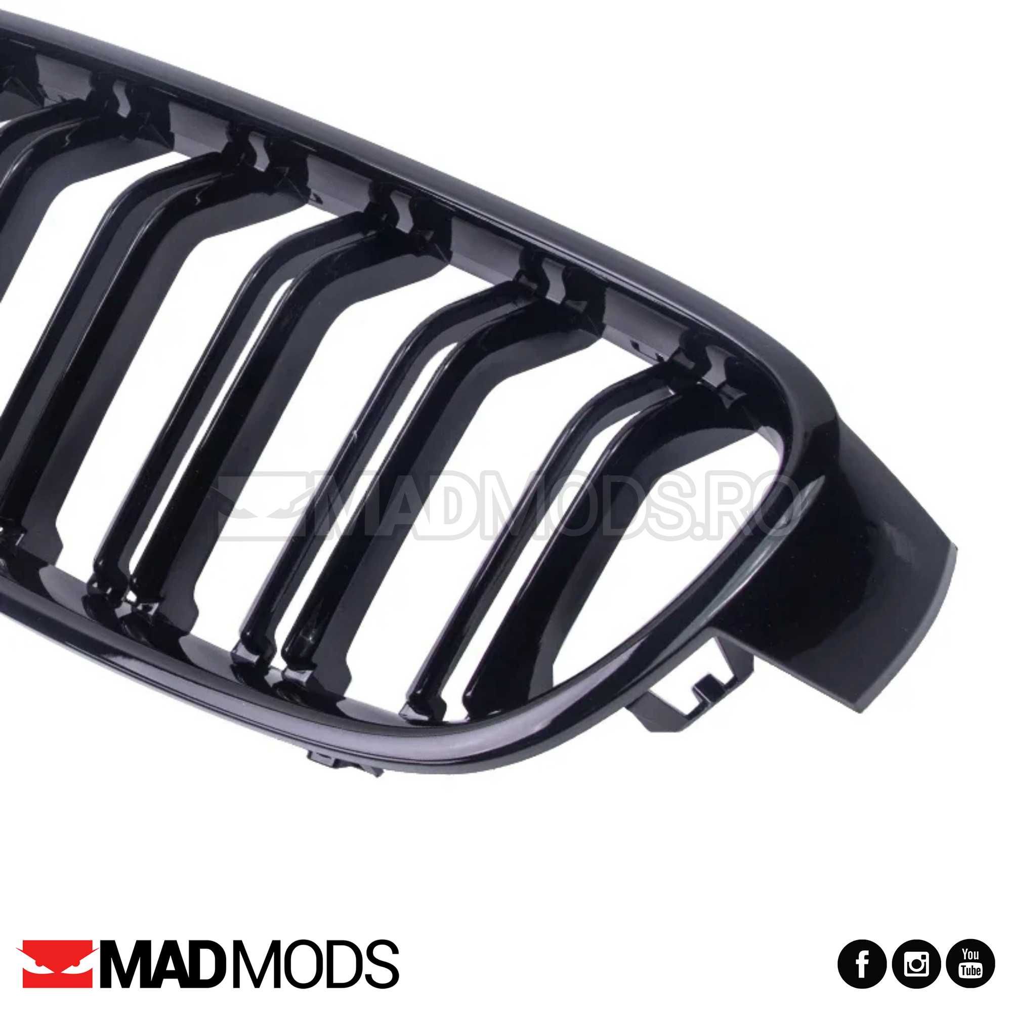 Set grile duble M BMW Seria 3 F30 F31 F80 M3 2012-2018 Negru Lucios