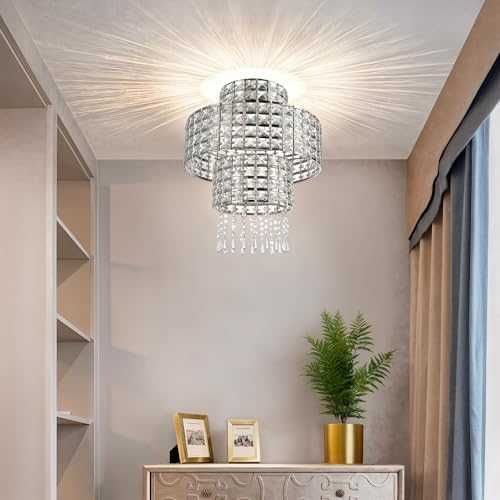 Нов Луксозен абажур с кристален ефект за спалня, хол, коридор 32×38 см