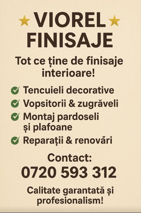 Lucrări în particular finisaje și alte lucrări exterioare