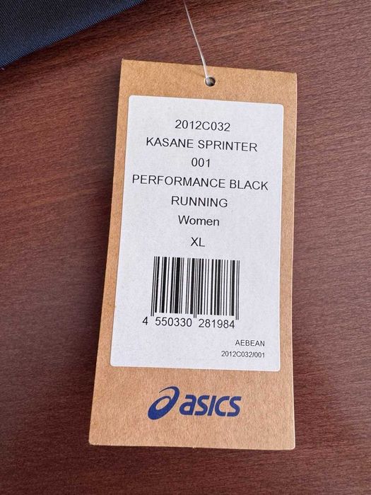 къс дамски черен клин за бягане, ASICS, размер XL