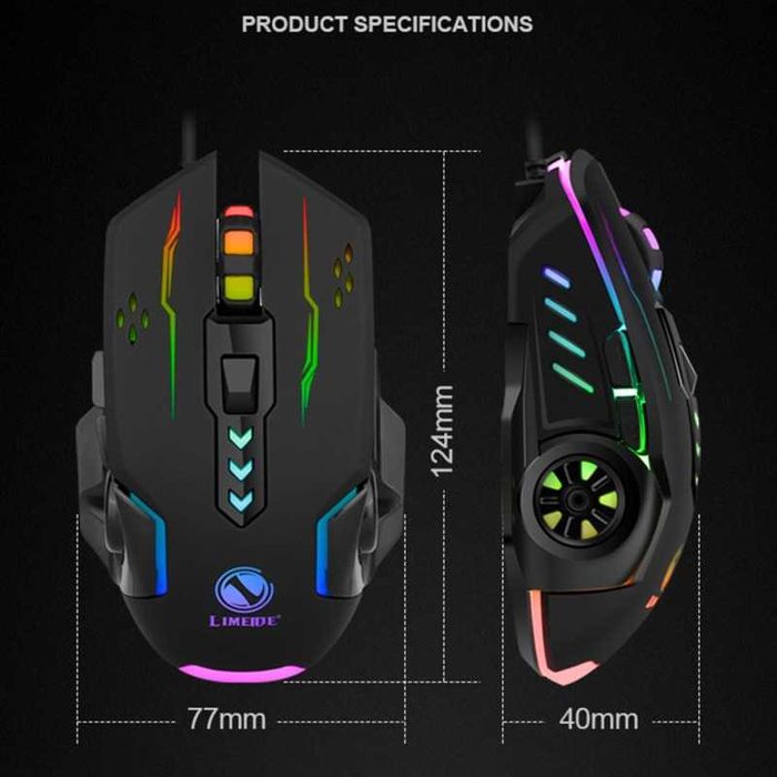 Mouse Gaming cu iluminare RGB 6 Butoane, DPI 1200,1800,2400,3600,USB