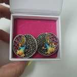 Cercei handmade argint + sticla și cristale
