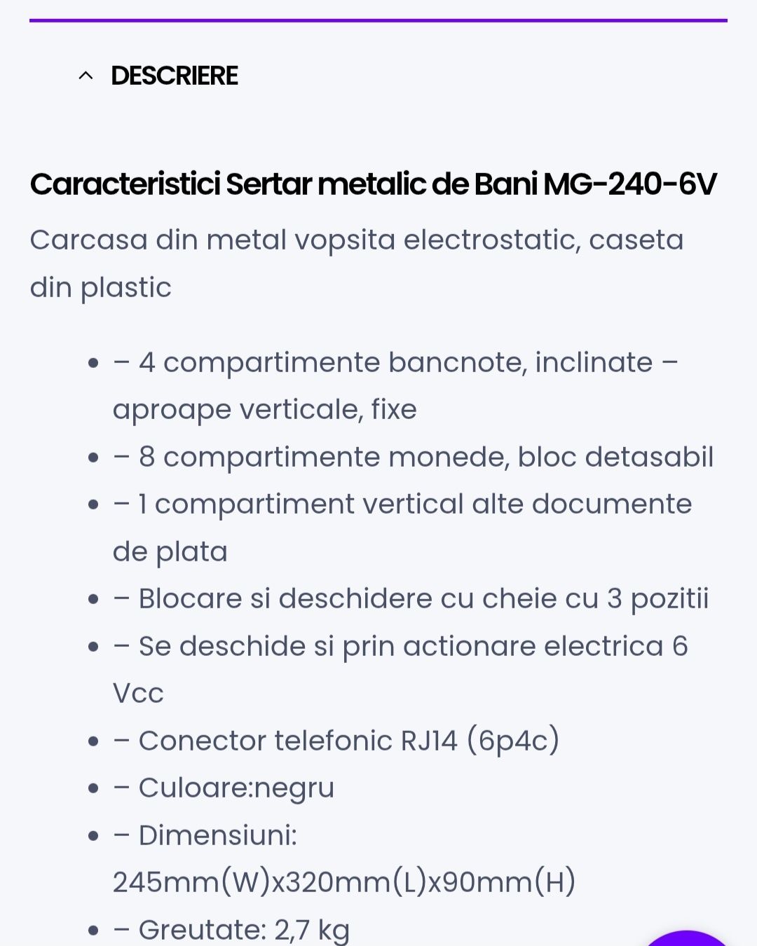 Sertar de bani metalic