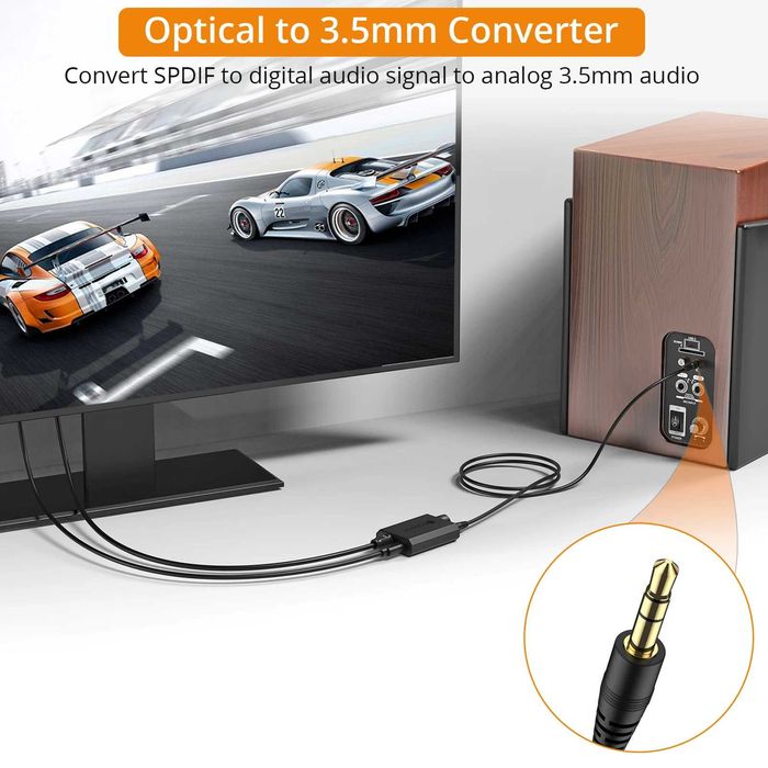 Cablu convertor digital analog intrare optica SPDIF iesire audio 3.5mm