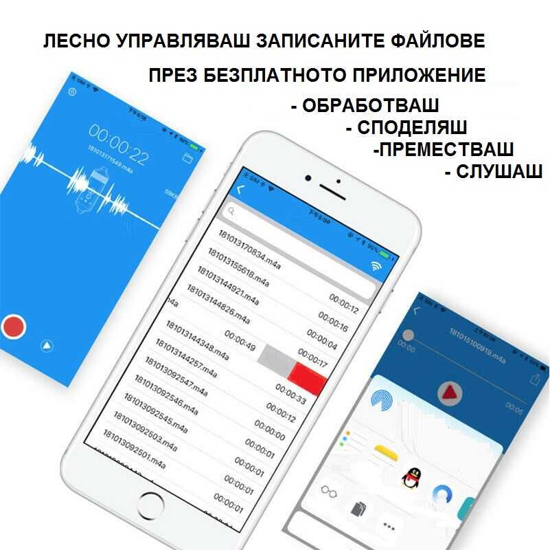 iPhone слушалки записващи GSM и APP разговори + Диктофон