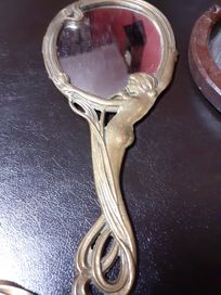 Огледала бронз , дървена и порцеланова основаа.Огледало ковано желяз