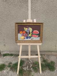 Tablou vechi Fructe. Pictat pe carton. 1977