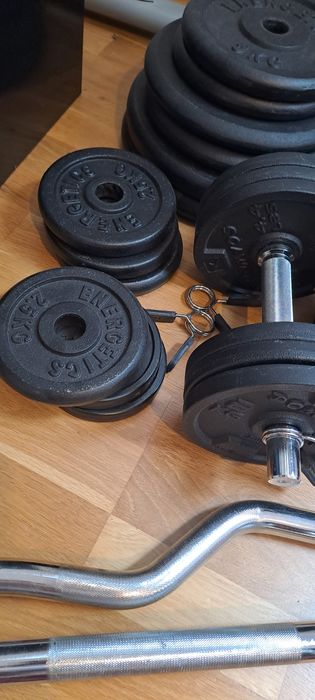 Set greutati fitness bara support gantere