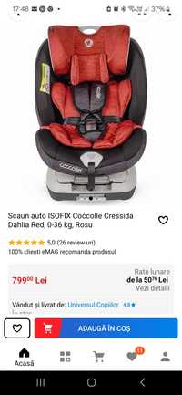 Scaun auto Coccolle Cressida Red 0-36 kg
