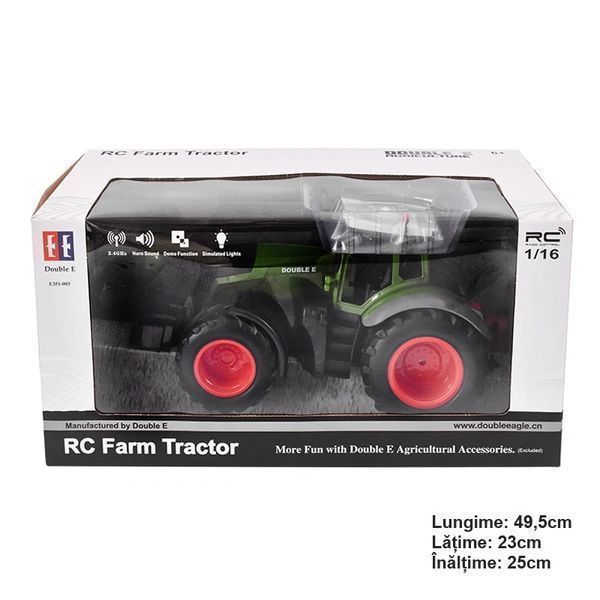 Трактор играчка с дистанционно doublee rc 1:16 2.4 ghz, светлини, звуц