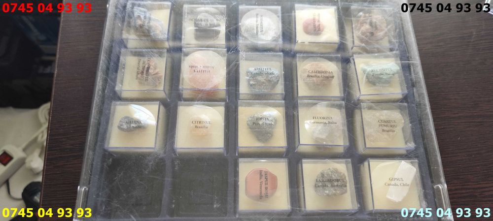 pietre minerale semitretioase 18 buc si cutie