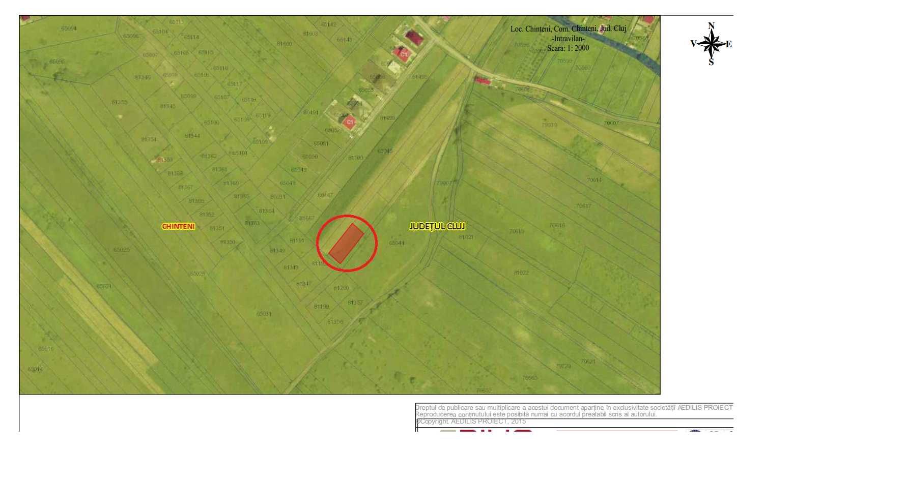 Teren cu Autorizație de Construire, la intrare în Chinteni, 632mp+61mp