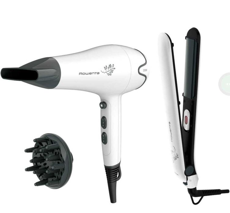 Set uscator de par si placa de indreptat parul Rowenta Pure Collection