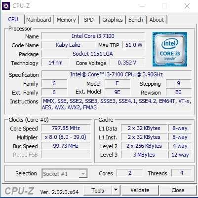 Процесор Intel i3-7100, 3.90 GHz, socket 1151 / Kaby Lake