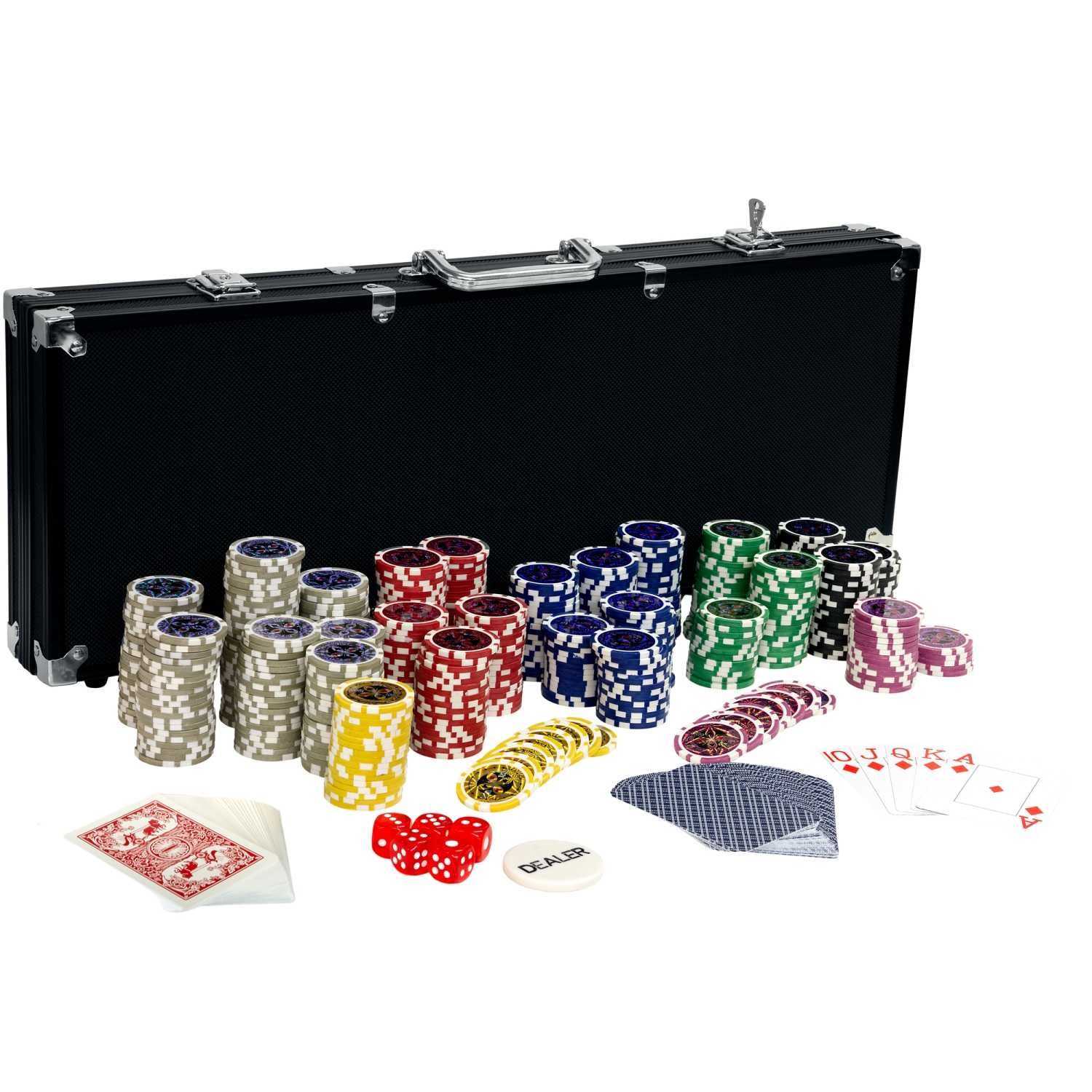 Set poker sigilat, GAMES PLANET®, 500 de jetoane, Black Edition