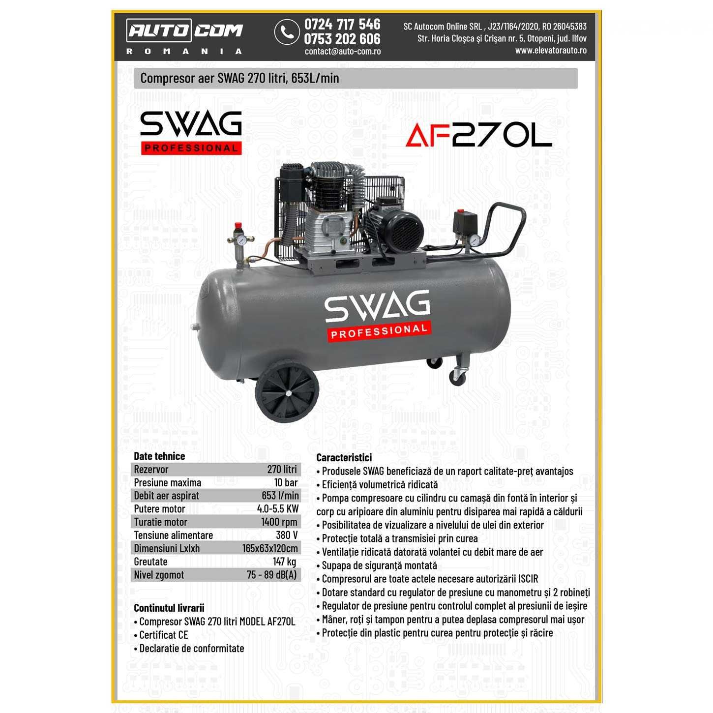 Compresor SWAG AF270L || 270l || 653l/min || 380V