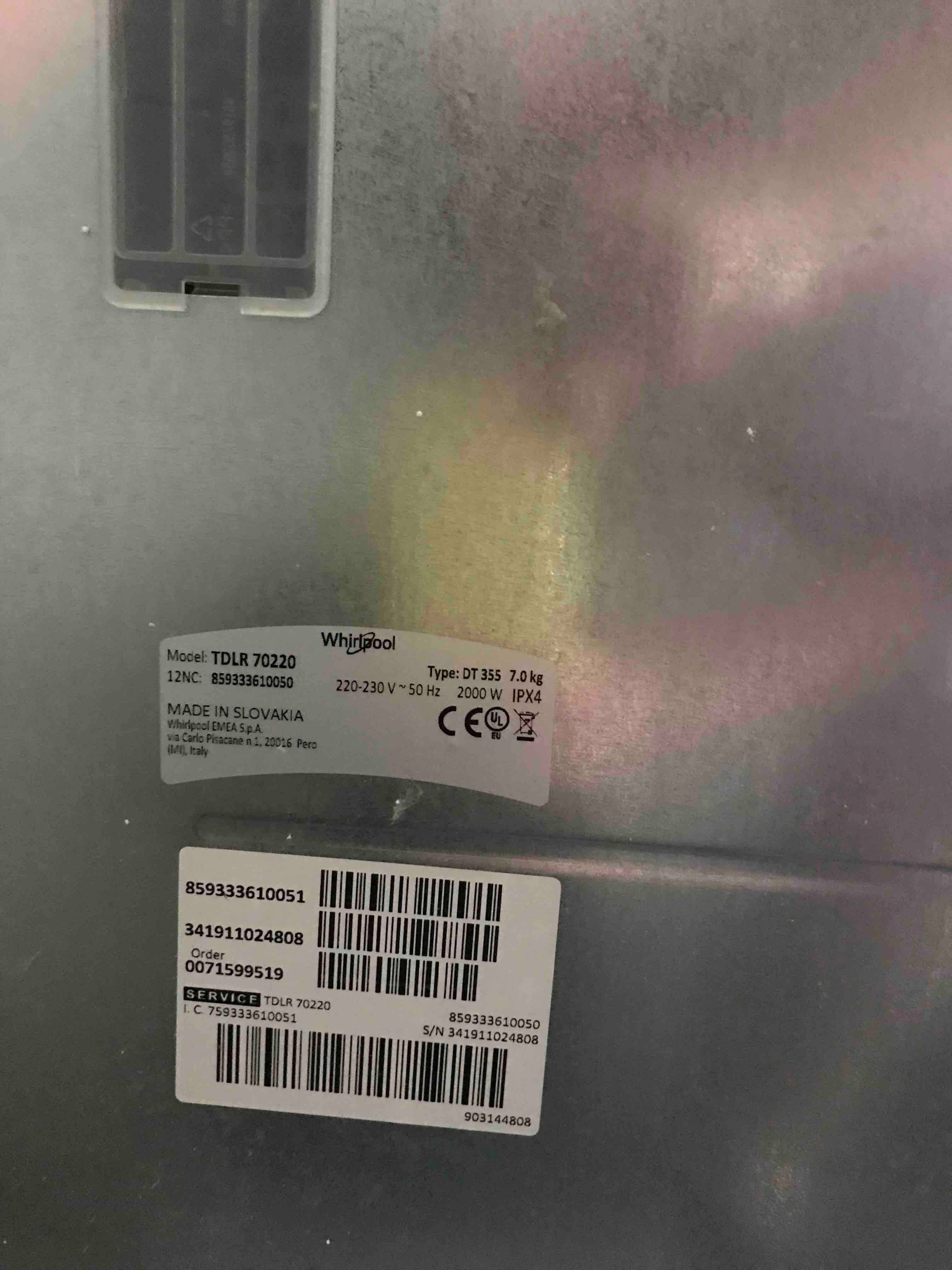 Whirlpool 6th Sense Model: TDLR 70220 напълно изправна пералня
