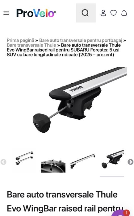 Thule Evo WingBar raised rail - bare auto transversale portbagaj