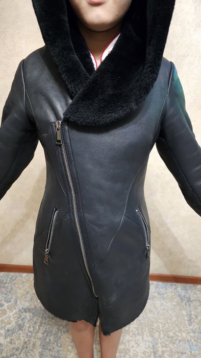 Кожаный теплый дубленка