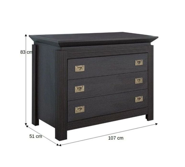 Comoda Saigon Cantori 3 Sertare 107 Cm mobila lemn stejar noua