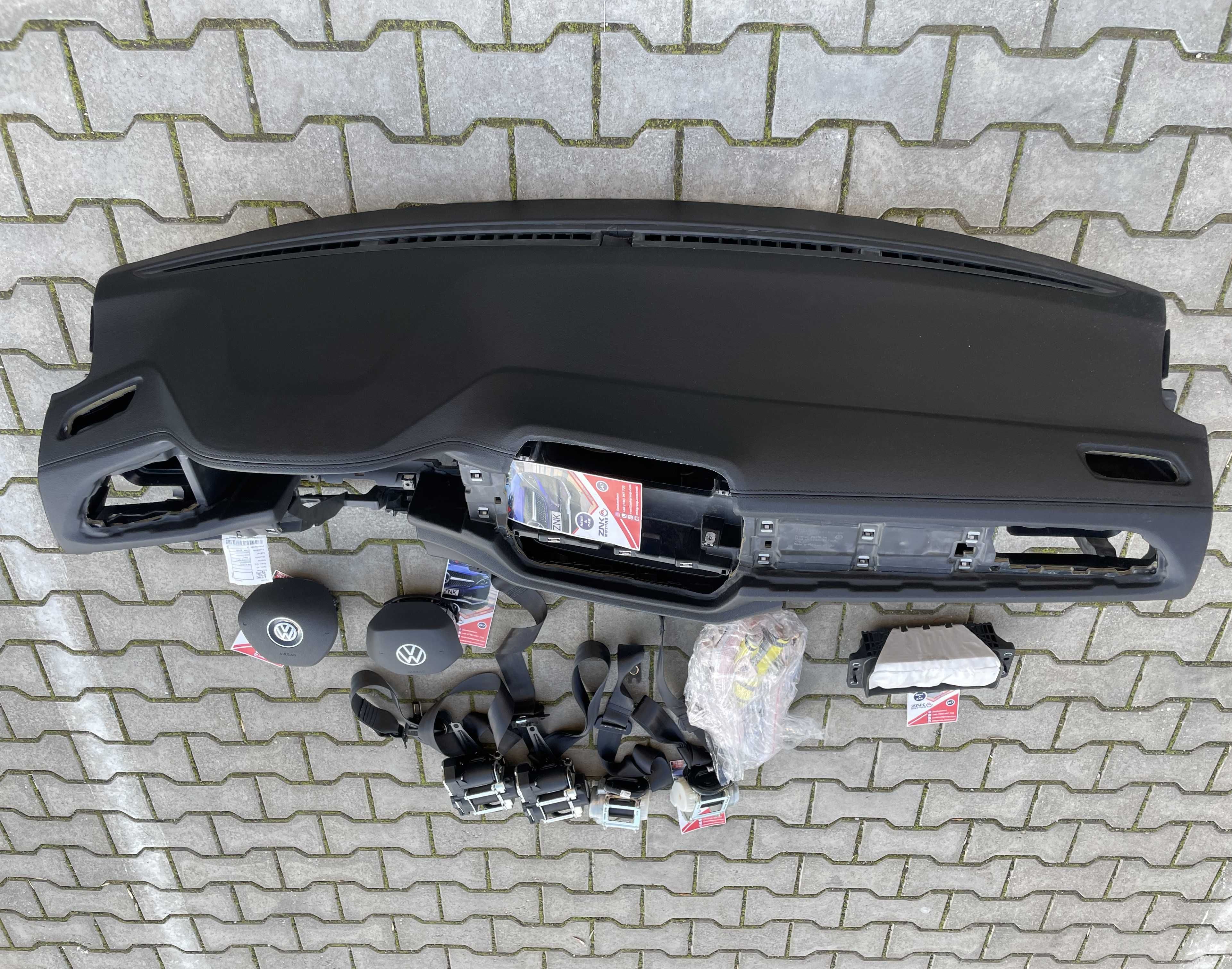 VW T-Roc plansa de bord cusatura - kit airbag - set centuri siguranta