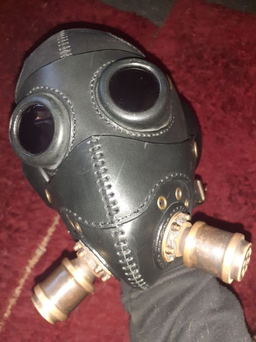 Masca "SteamPunk" neagra din Piele, lucrata manual