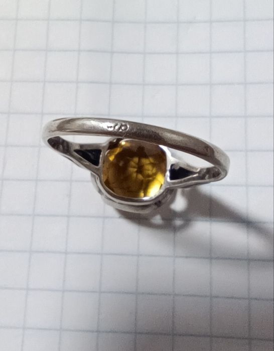 Серебряный  женский комплект с цетрином 925 проба Европа 80е годы