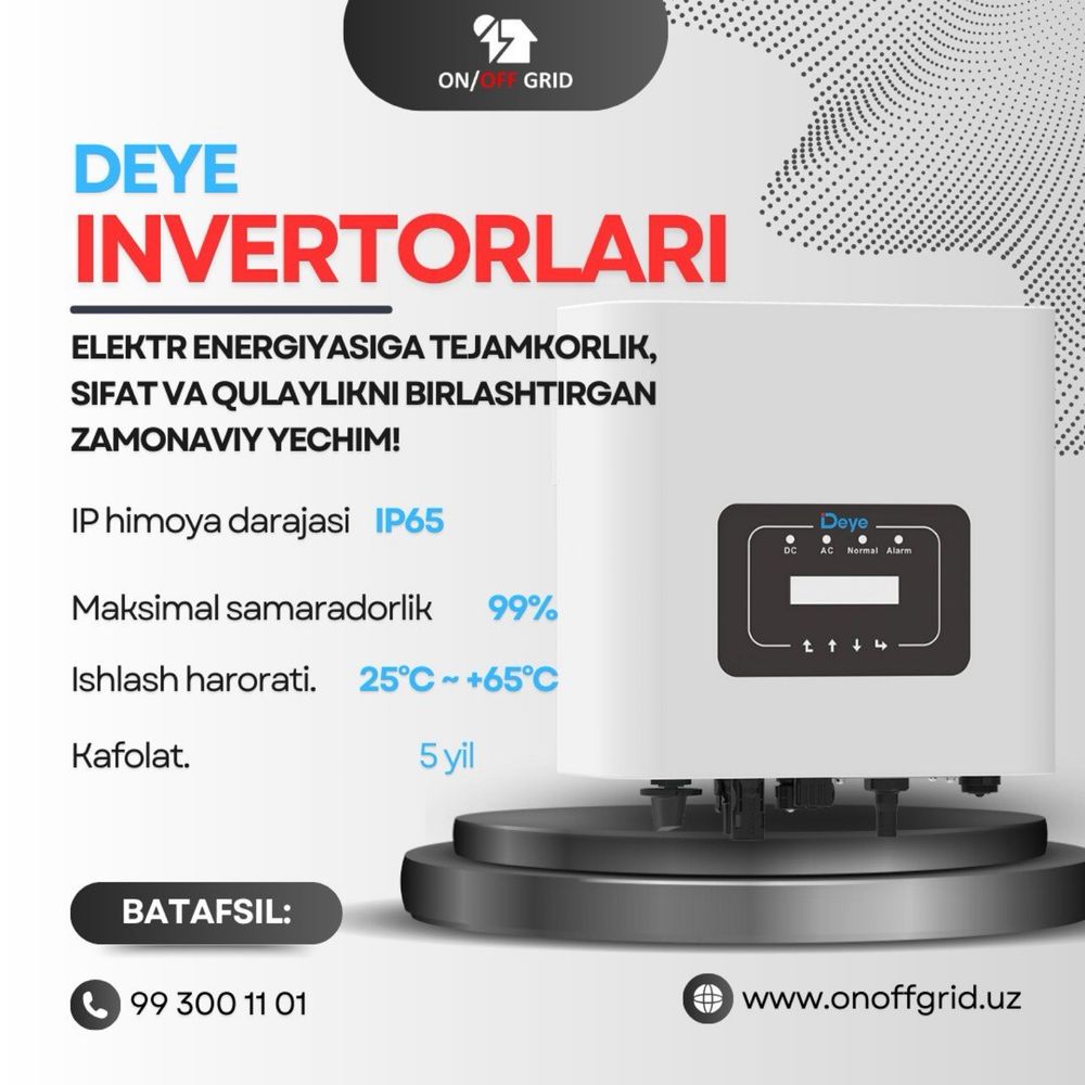 Invertor 10kw sifat va kafolat